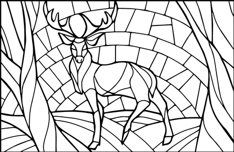 Deer Stained Glass Coloring Page